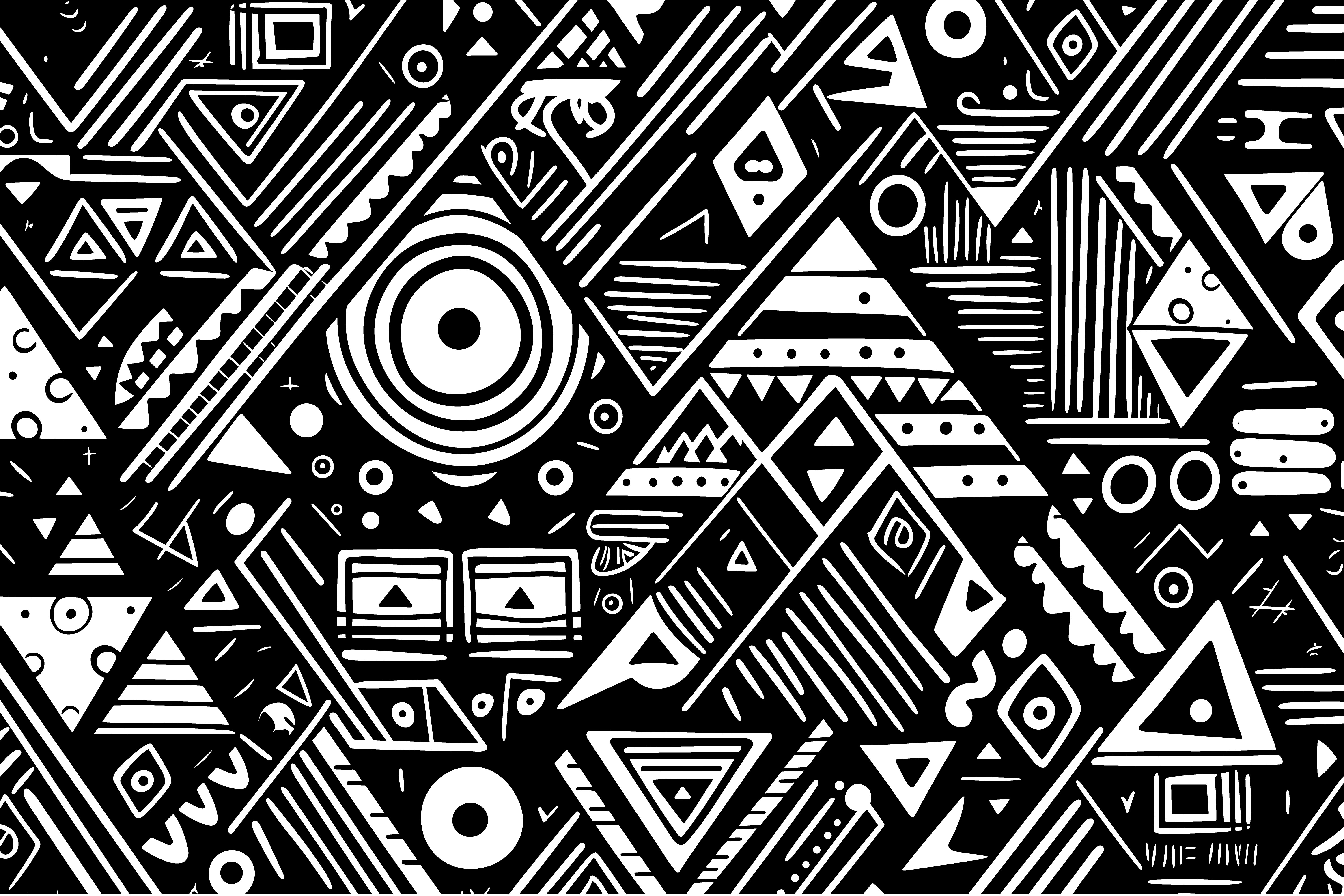 black_and_white_line_doodles_of_geometric_pattern